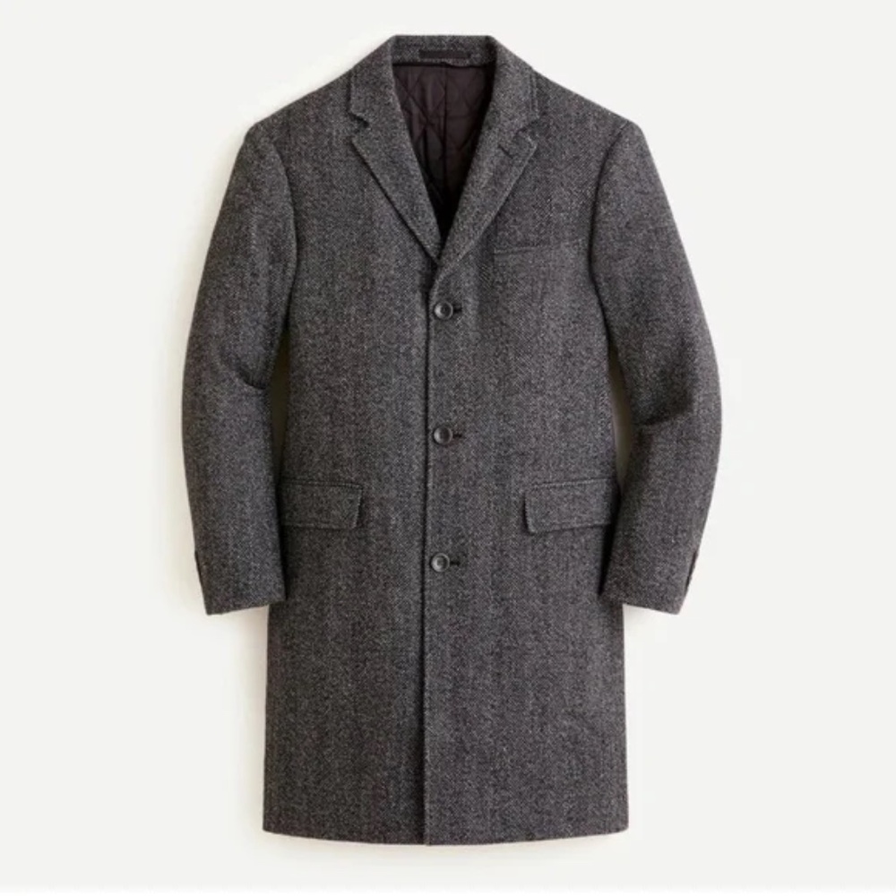 J.Crew Classic Tweed Topcoat | Charcoal Herringbone | 40R